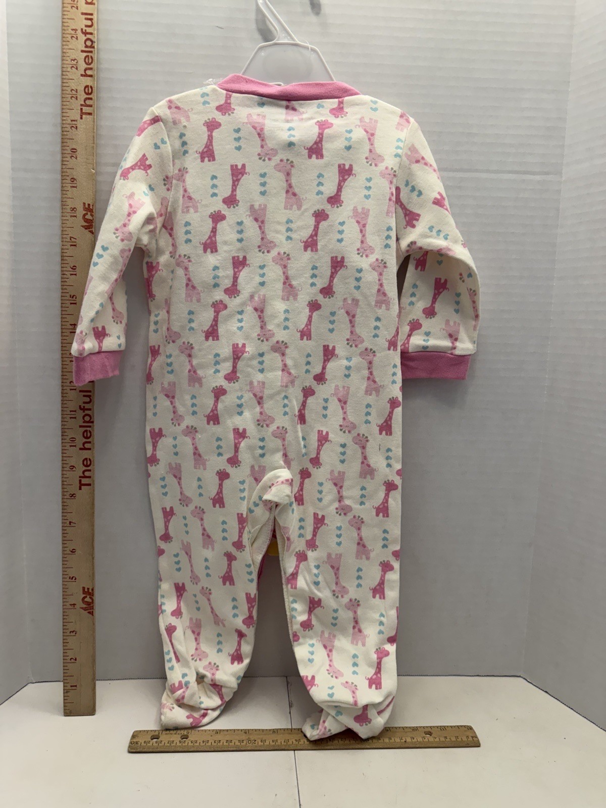 Cutie Pie 4 pc Baby Girl Giraffe 6-9 Months, Sleeper, Bodysuit, Pants & Bib, New