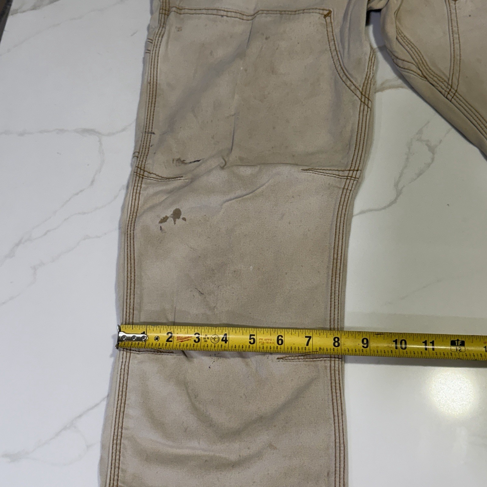 Carhartt Carpenter Pants Men Tan Dungaree Fit Utility Double Knee Workwear 34×32