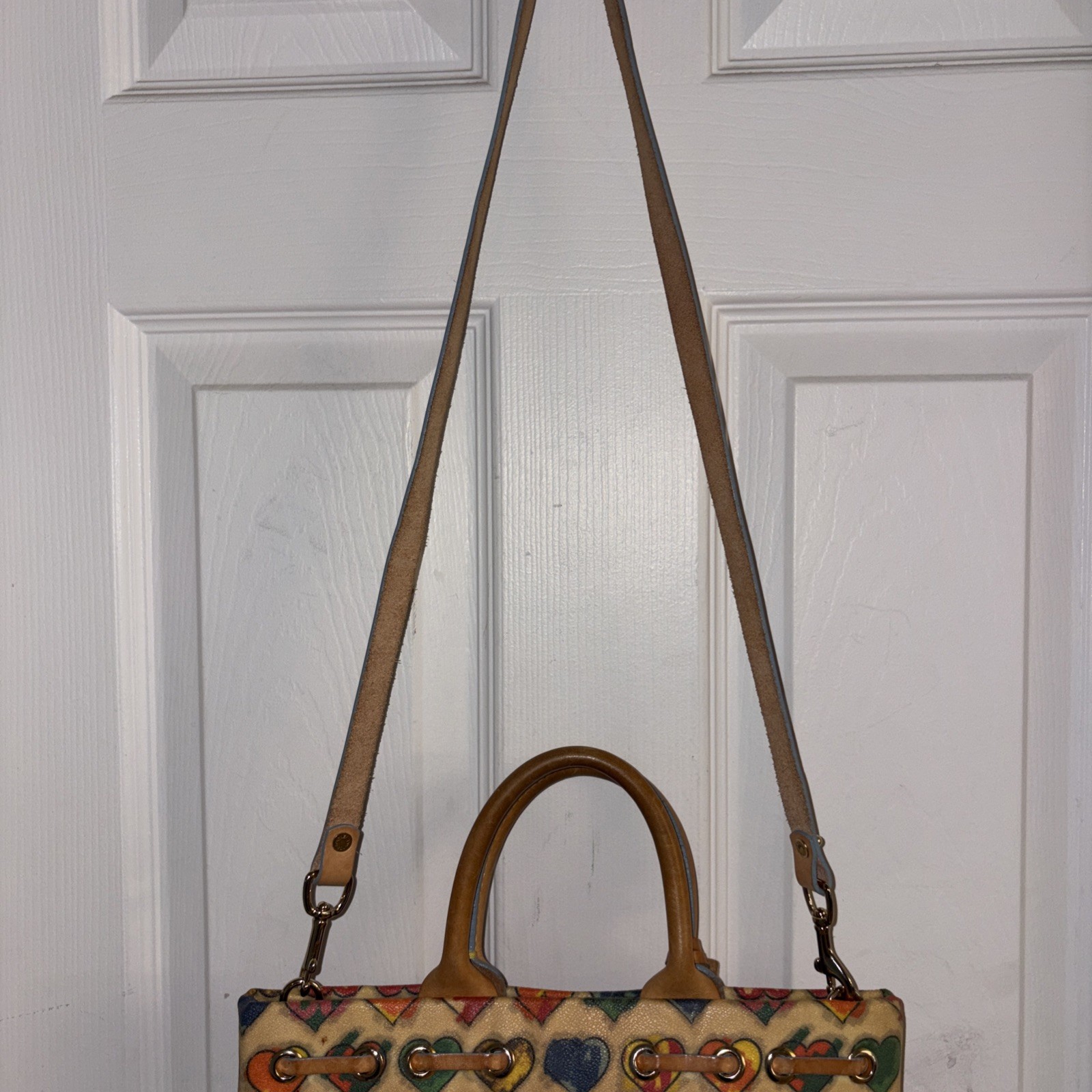 Dooney & Bourke Multi-Colored Rainbow Doodle Heart Vintage Handbag