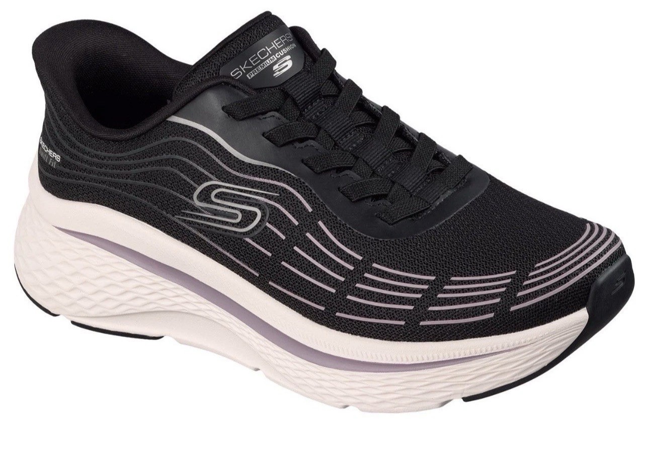 Skechers Hands Free Swift Fit Women’s Lace-Up Sneakers Black/Purple Size 8 New