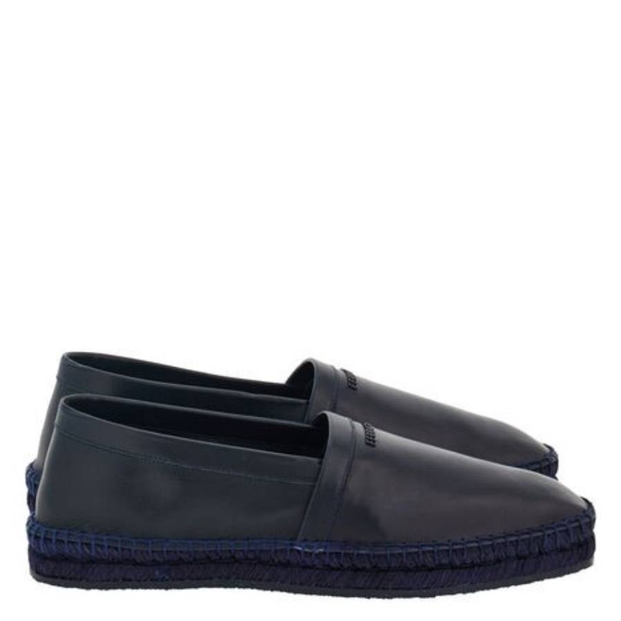 Ferragamo Midnight Leather Espadrilles, Size 9