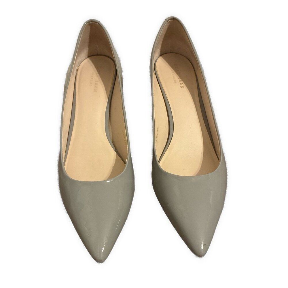 Cole Haan Gray Pointed-Toe Patent Leather Pumps
