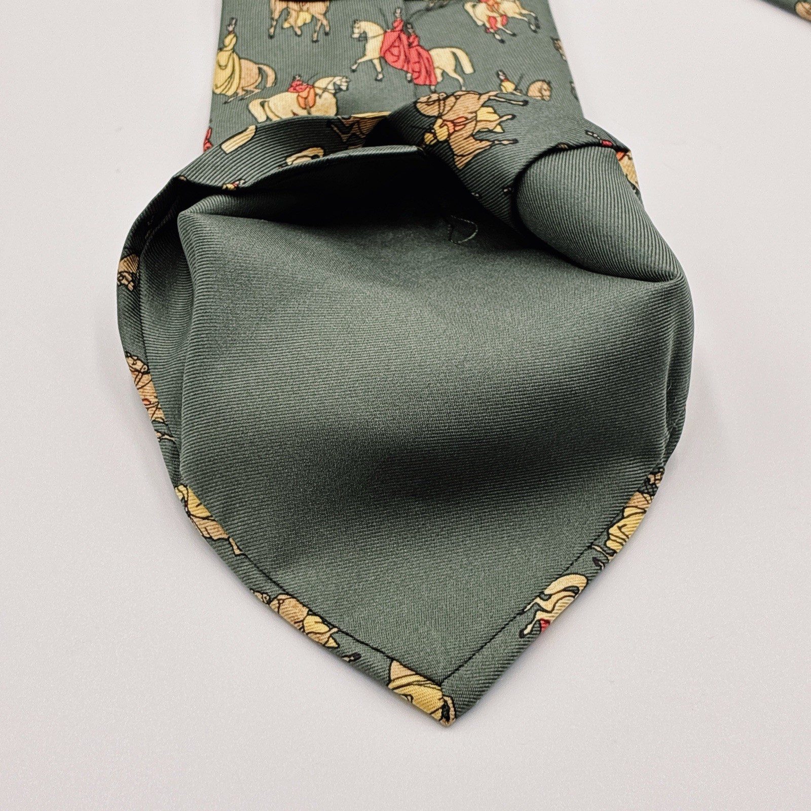 Vintage Hermès Tie, Horse, Horseback Riding, 7413HA, 100% Silk, W: 3.5 in