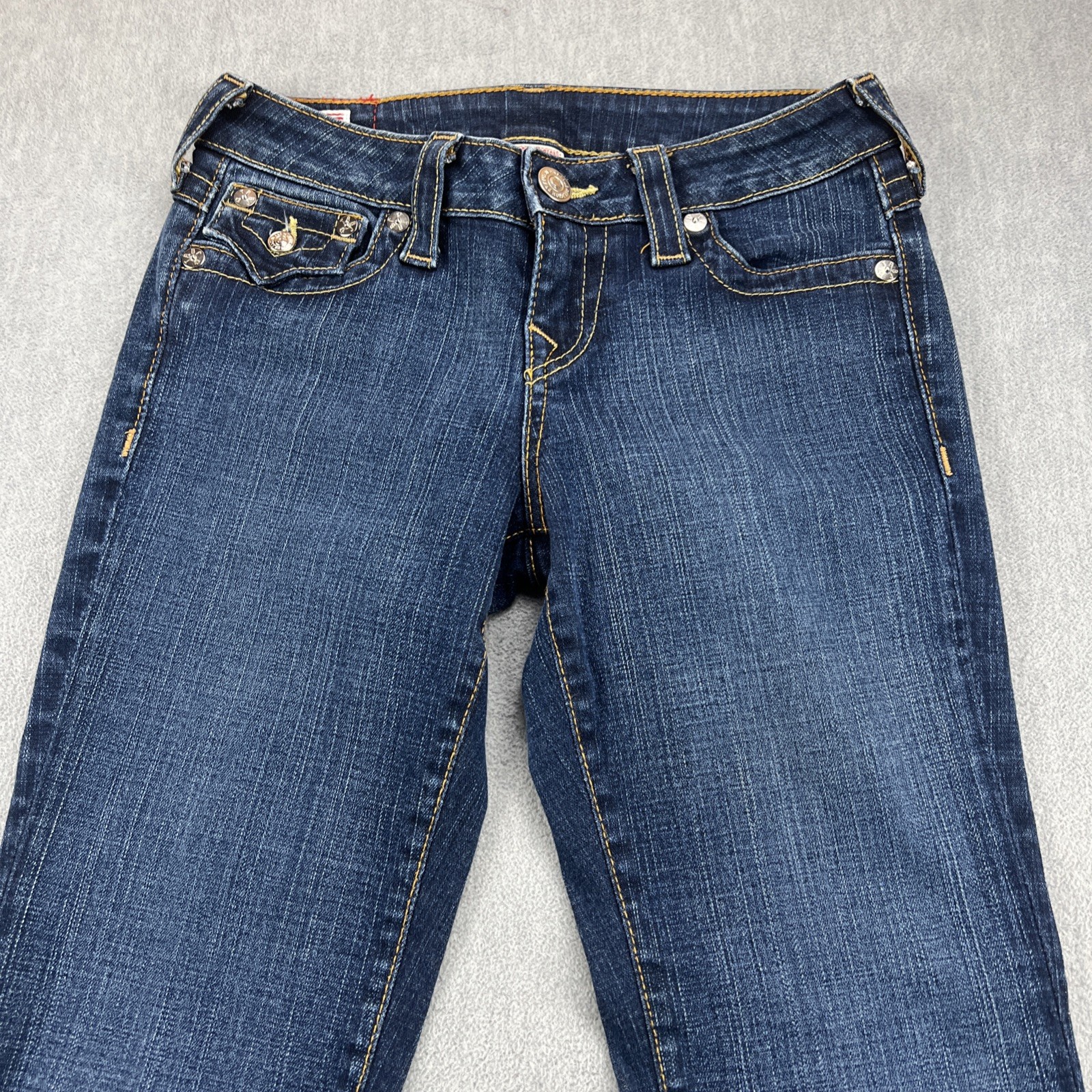 True Religion Becky Jeans Women’s 26 (28×30*) Bootcut Low Rise Flap Pockets USA