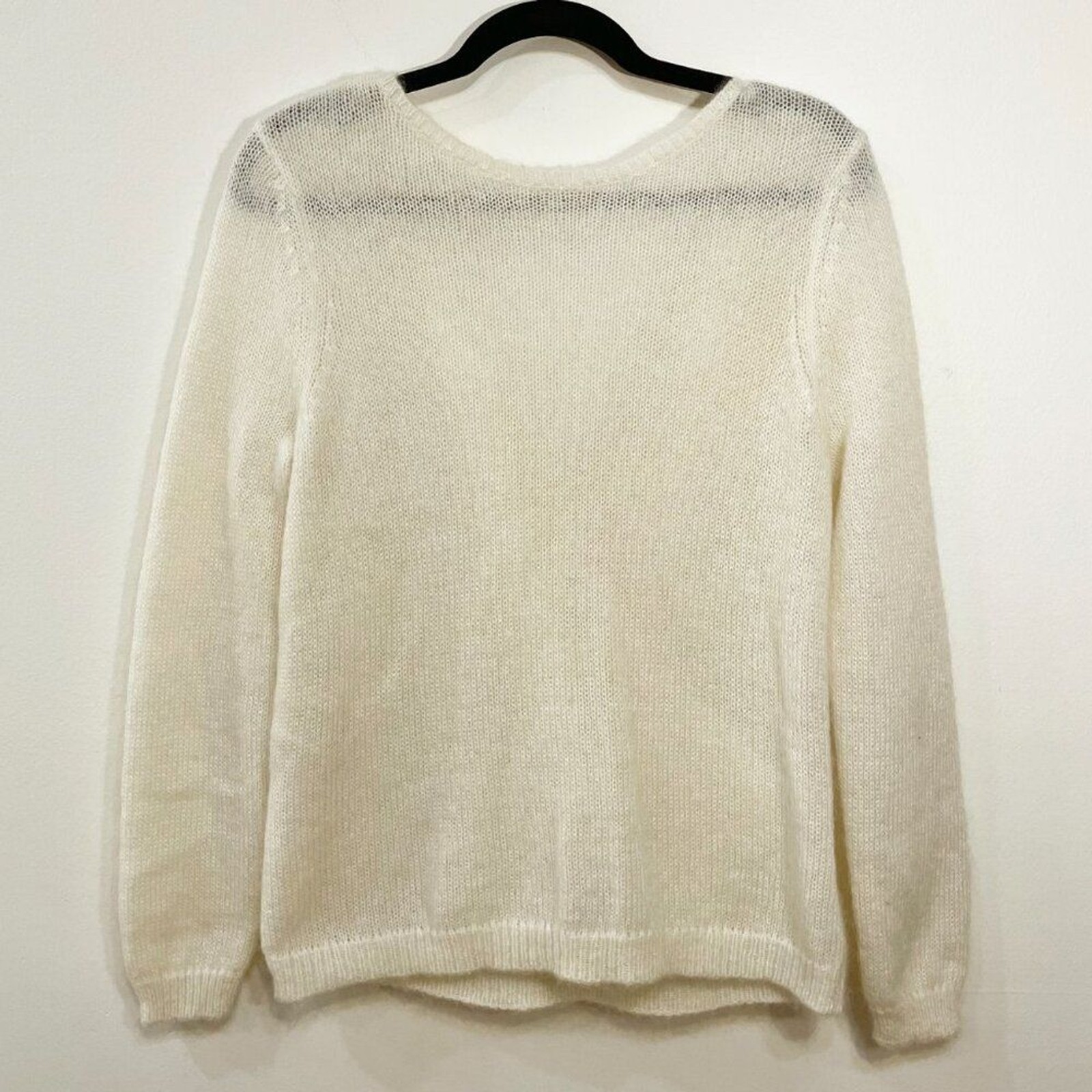 EUC Sezane Timothee Mohair Wool Embroidered Sweater Ecru NO SIZE TAG S fit
