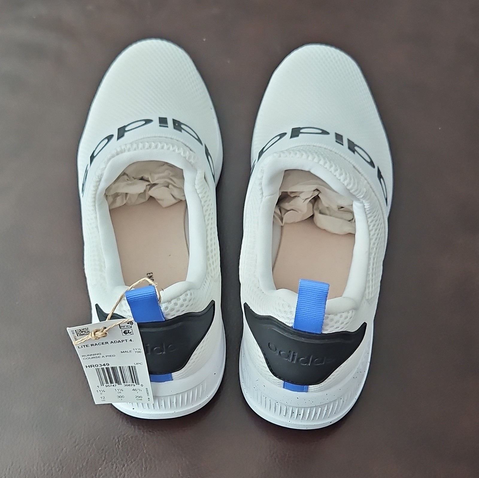 adidas Lite Racer Adapt 4.0 Slip-On Running Sneaker White/Black/Blue HR0349 Men