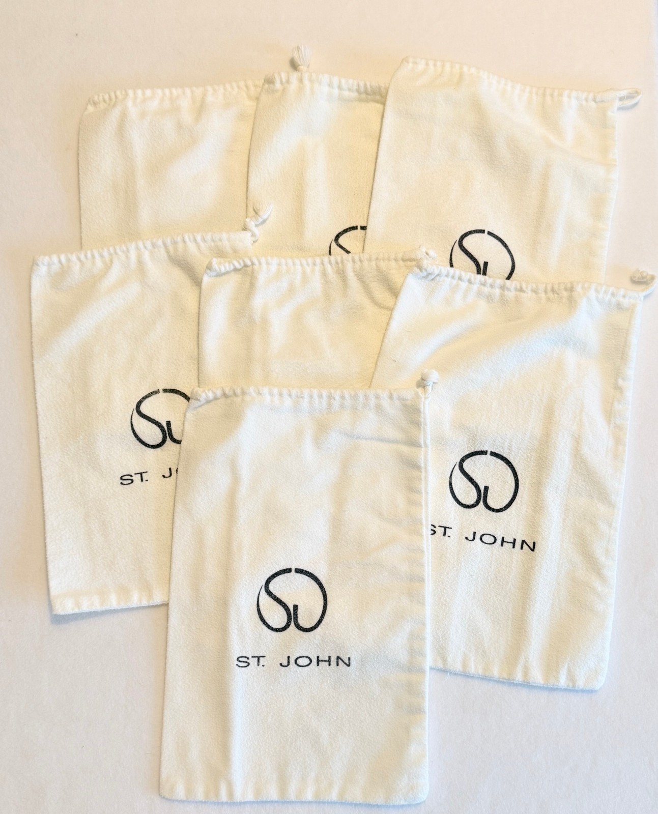 (7) ST. JOHN DUST FLANNEL DRAWSTRING BAG – BEIGE – 13″ x 8.75″