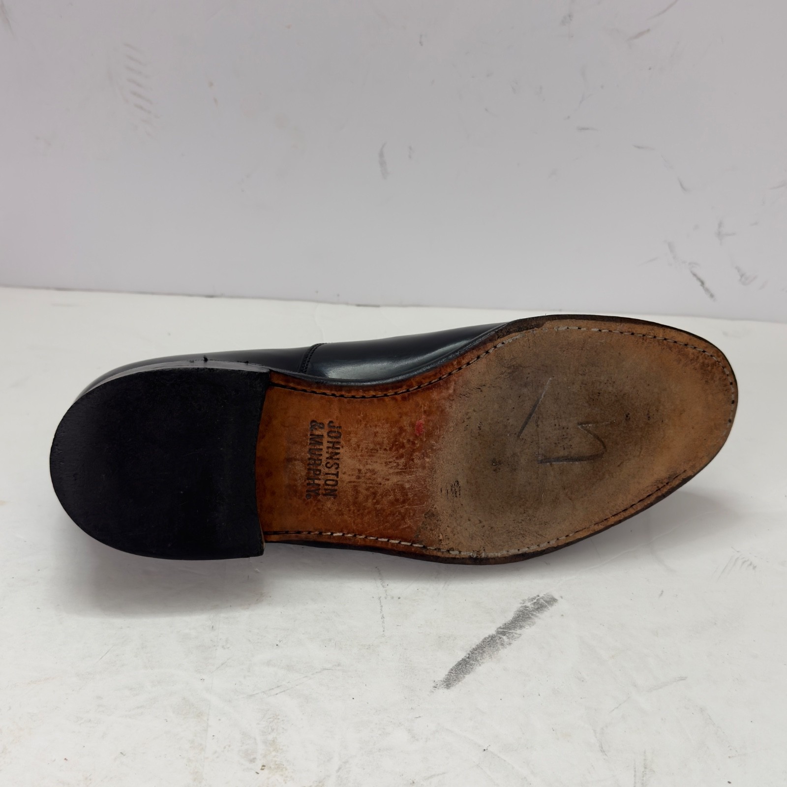 Johnston & Murphy Mens US 8.5 D Black Leather Cap Toe Oxford Dress Shoes 24-9311