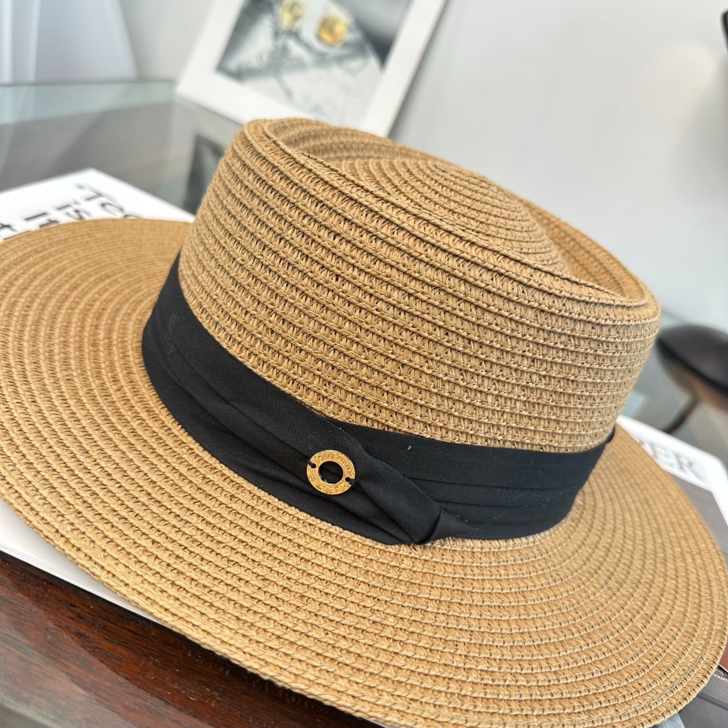 Loro Piana Summer Resort Flat-Top Woven Straw Hat