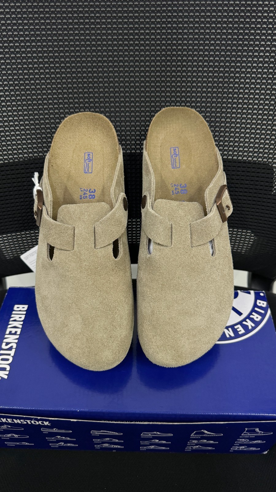 Birkenstock Boston Suede Soft Footbed Unisex Slip-Ons Clog-Taupe EU37-45