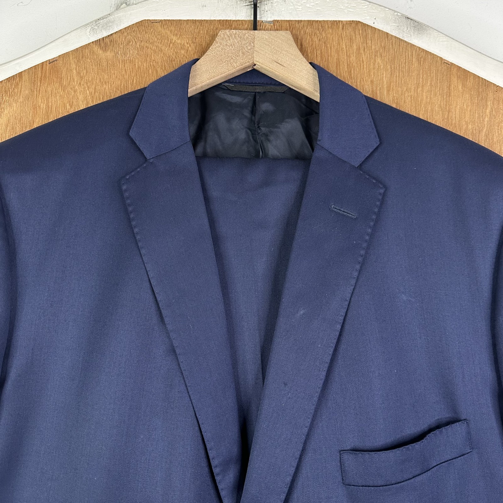 Tom James Suit Mens 48R Navy Blue 2 Button Wool 42×30 Royal Classic Canvased