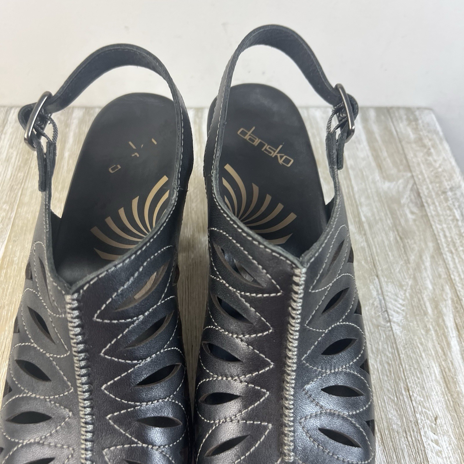 Dansko Sandals 40 Rowena Platform Slingback Boho 9.5/ 10 Black