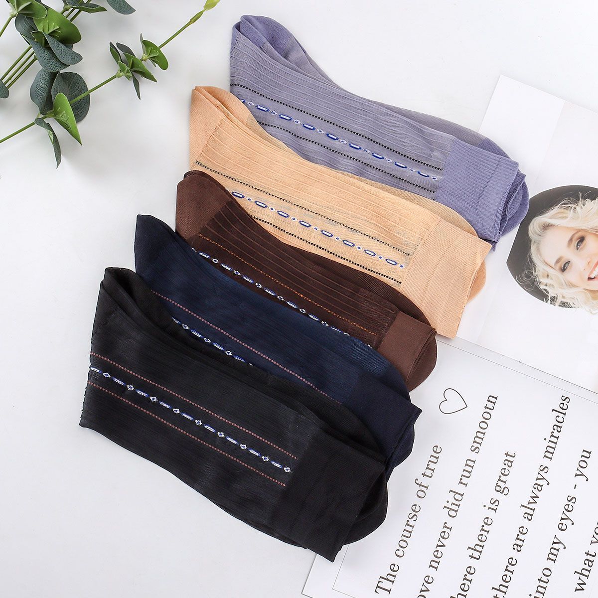 10 Pairs Mens Ultra Thin Dress Socks Silk Sheer Business Socks Soft Nylon Work