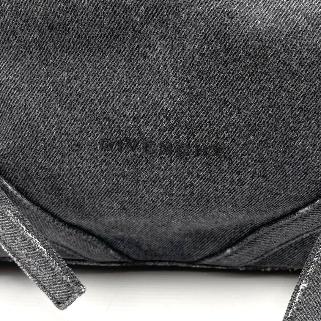 Givenchy Voyou Medium Denim Shoulder Bag Gray Cotton Silver Hardware Dust Bag