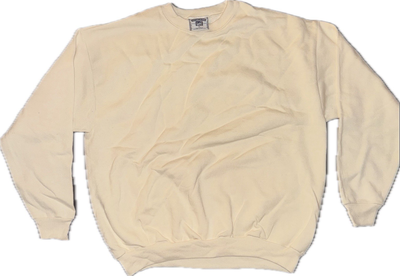 Vintage NOS 90’s XL Lee Brand Natural Blank Set In Sleeve Sweatshirt. USA