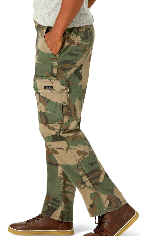 Men’s Wrangler Camo Cargo Pants w/ Stretch Relaxed Fit Tech Pocket CHOOSE SIZE