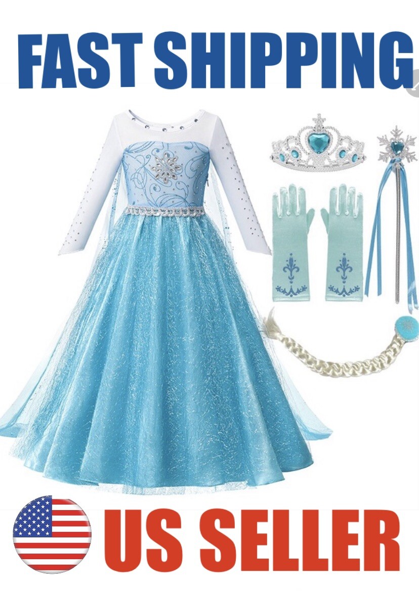 Elsa Frozen Princess Queen Dress Up Girls Costume Set