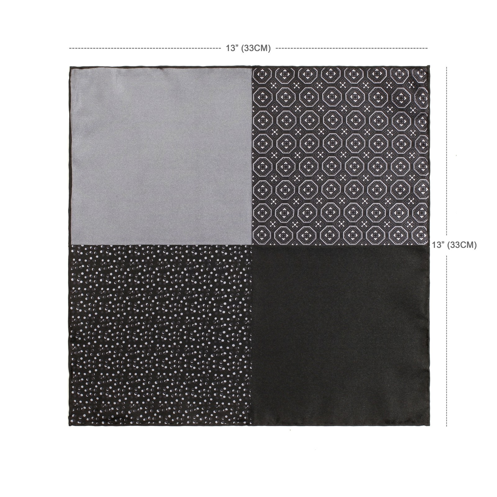 Men’s Silk Handkerchief Paisley Dot Pocket Square Suit Handkerchief 33cm 13in