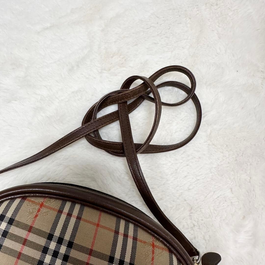 Burberrys Nova Check Canvas Leather Oval Camera Bag Vintage Shoulder Auth