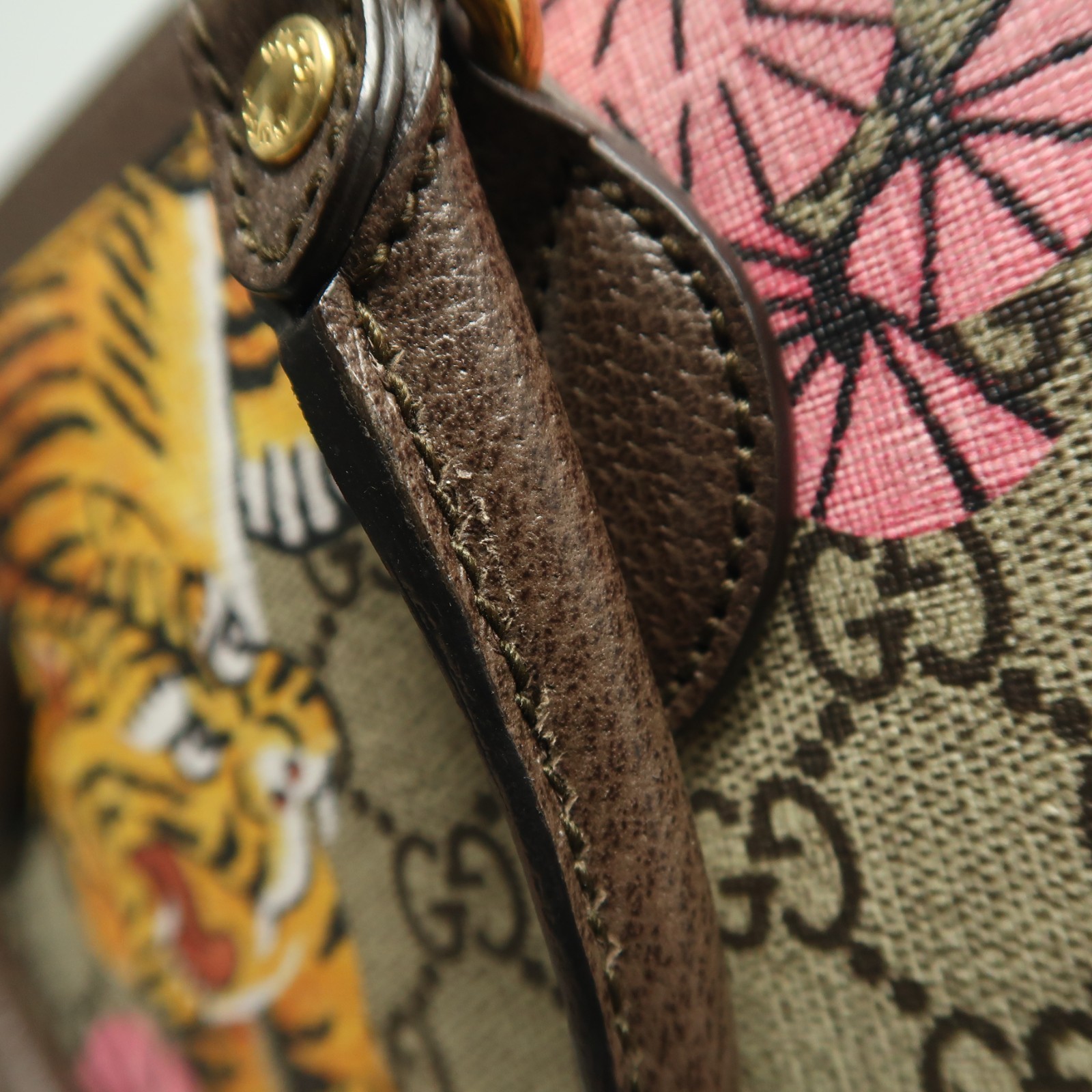 Gucci Blooms Brown GG Bengal Tiger Canvas Satchel T10400162