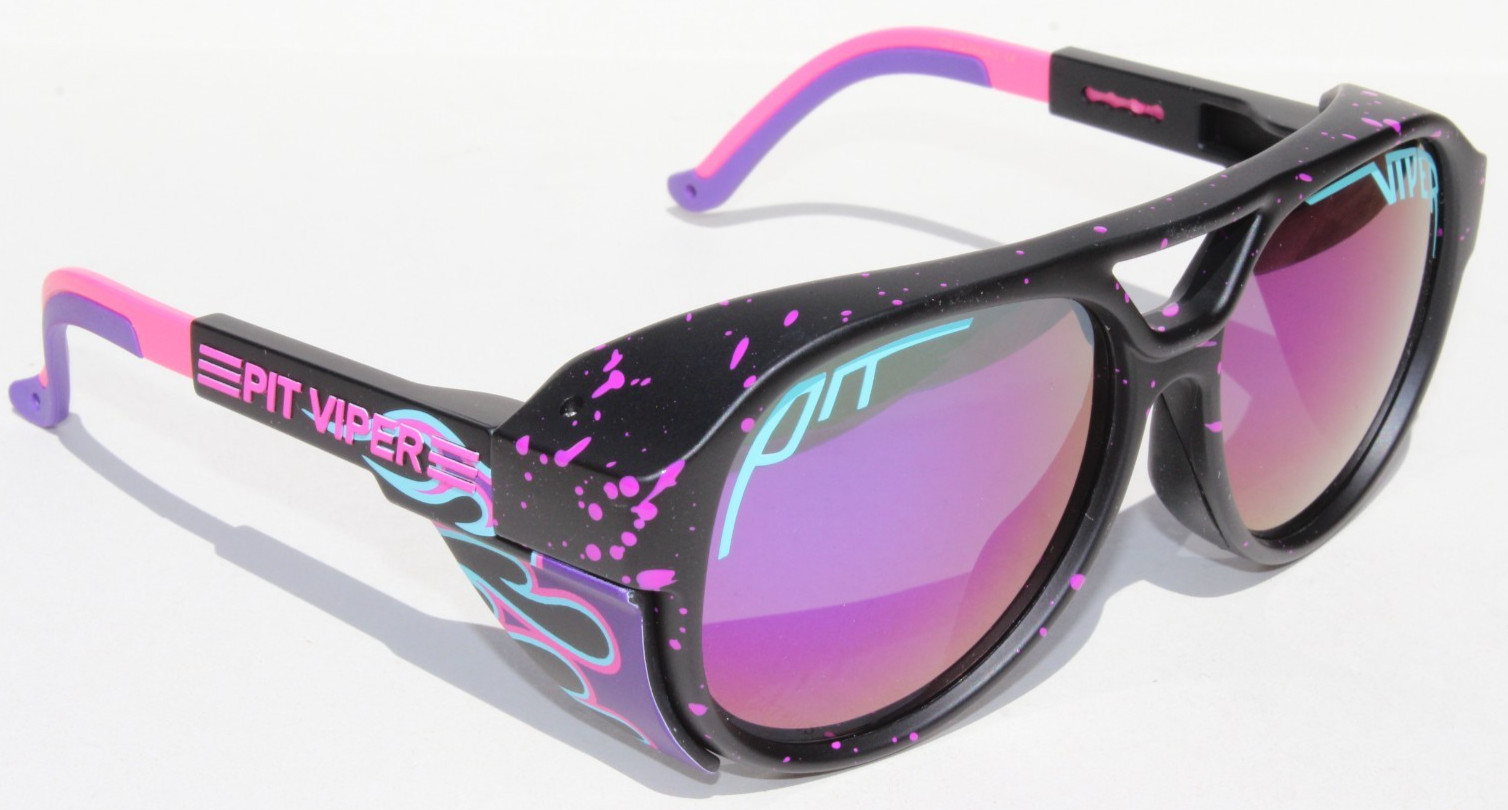 PIT VIPER The Ignition Exciters POLARIZED Sunglasses Flames/Purple SCRATCHED