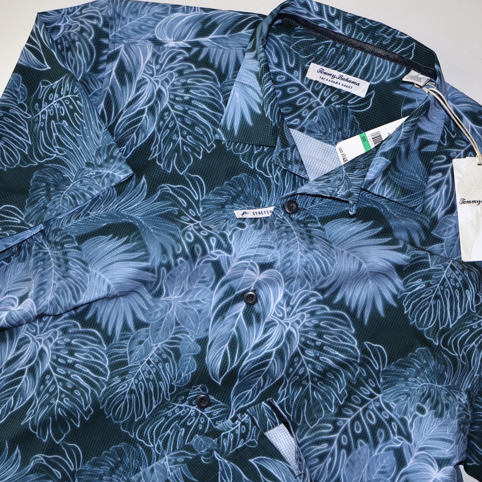 Tommy Bahama Coast Camp Shirt Luminescent Blue Note SS New XX-Large XXL