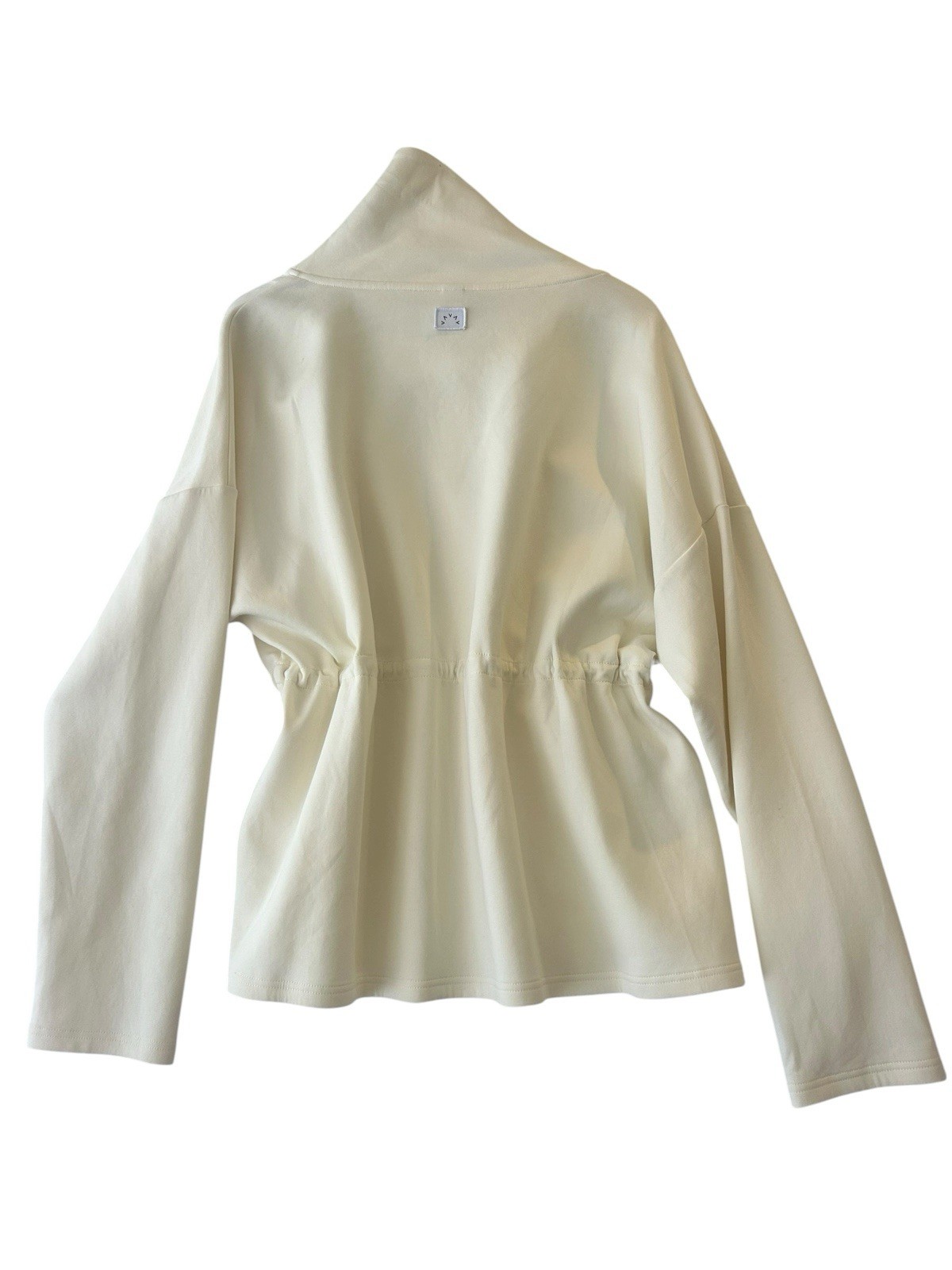Varley Freya Sweat Funnel Neck Sweatshirt Ivory Marl Drawcord Waist Size L NWT