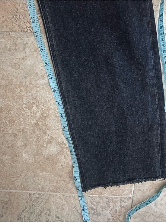 Frank & Eileen Derry Slim Straight Jeans Washed Black Raw Hem Sz 32