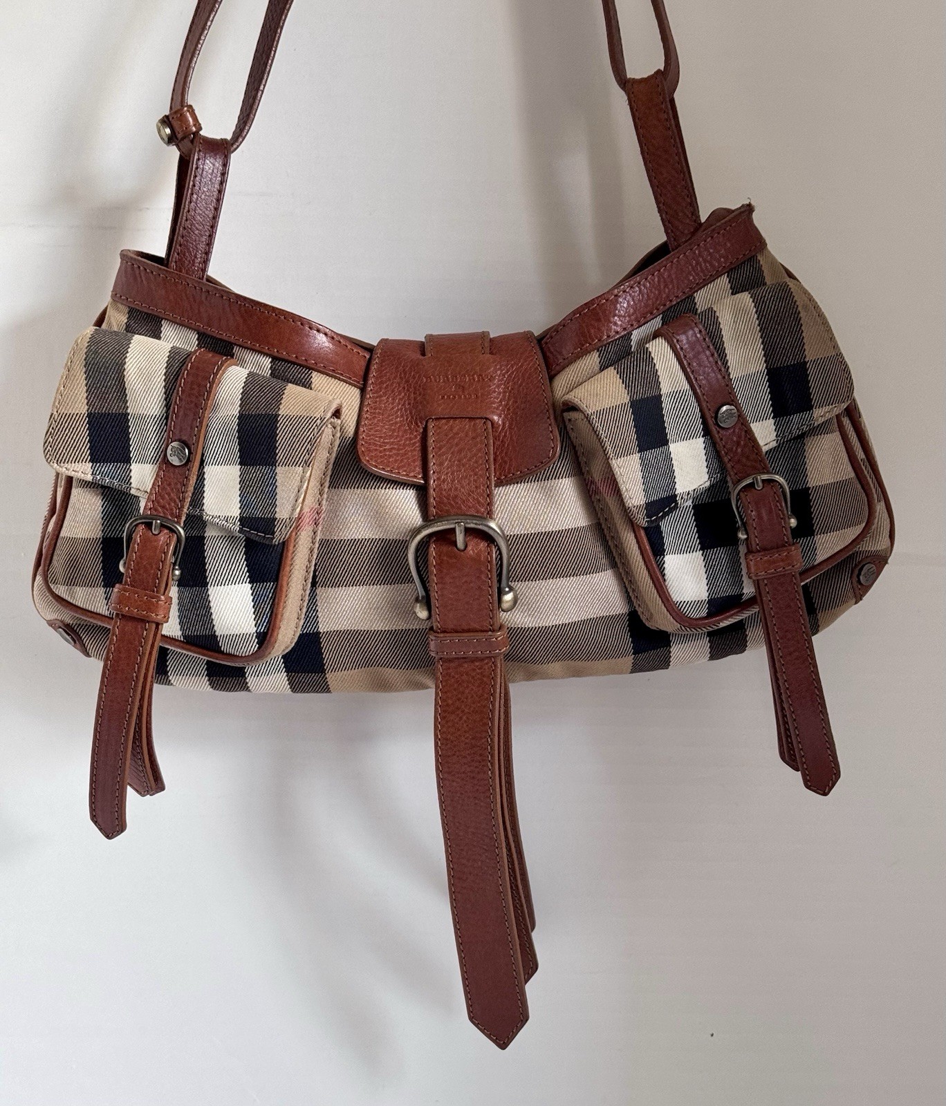 Burberry Nova Check Shoulder Bag Buckle Accent Logo Pre-Owned
