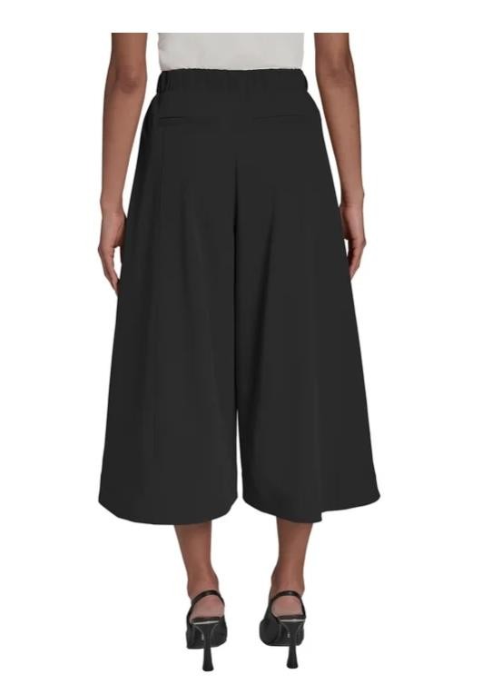 DKNY Womens Pants Black Gaucho Wide-Leg Pockets Elastic Waist Business Casual