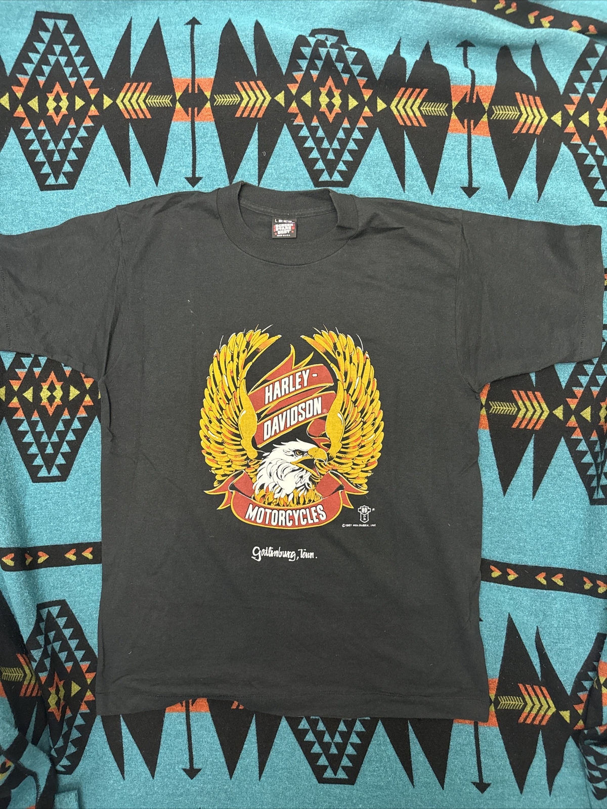 Harley Davidson shirt Motorcycle Biker Punk Eagle NYHC Gatlinburg Tennessee Hog