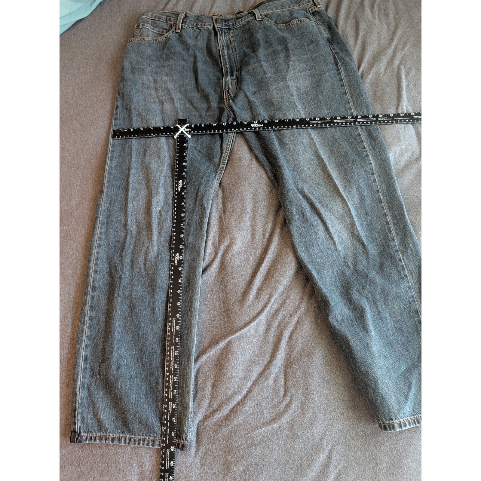 Levis 555 Relaxed Straight Leg Jeans Mens 42×32 Medium Wash Blue Denim