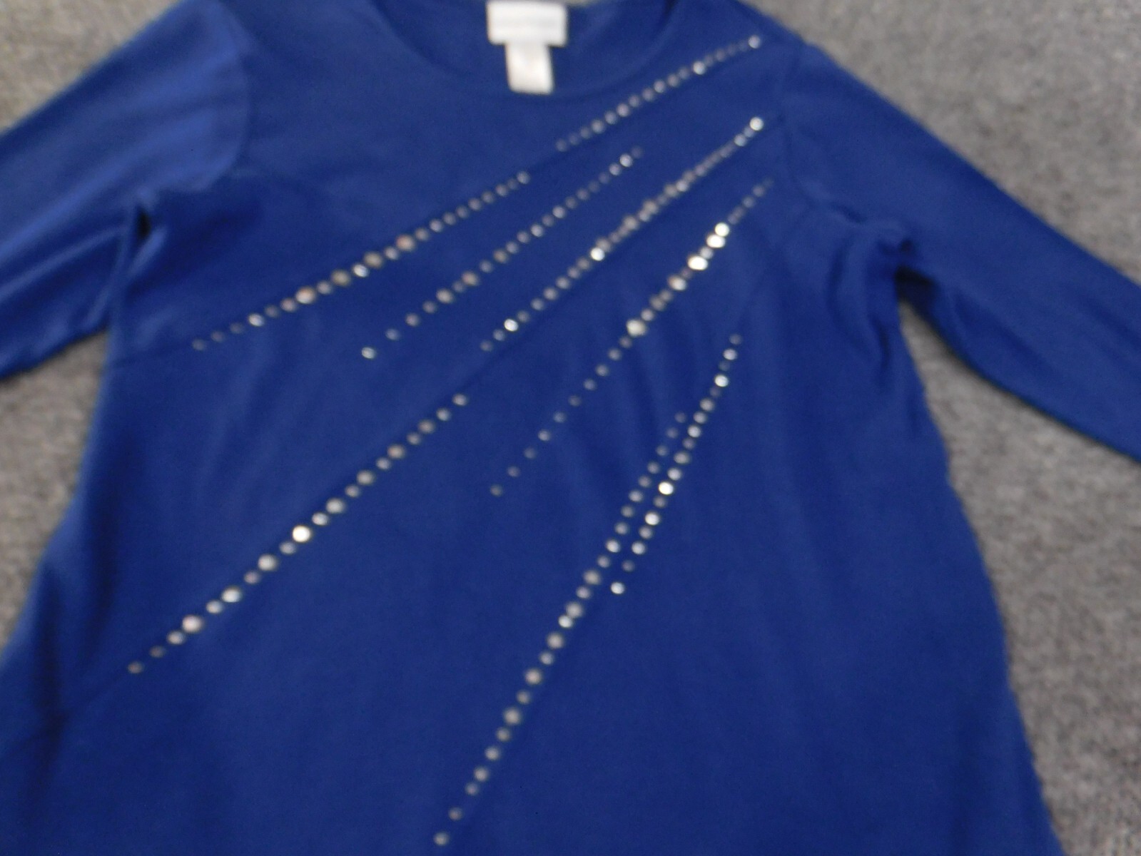 Alfred Dunner top small blue beads rhinestones knit women stretch embellishments