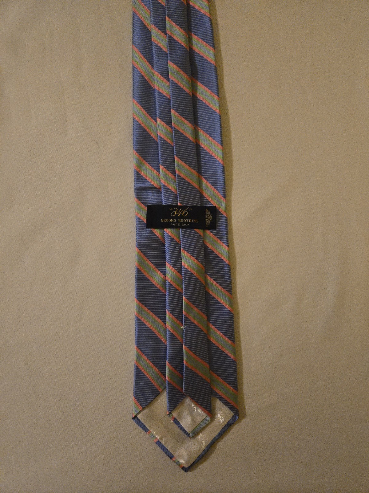 Brooks Brothers Men’s Silk Woven Blue Green Pink Striped Pointed Tie