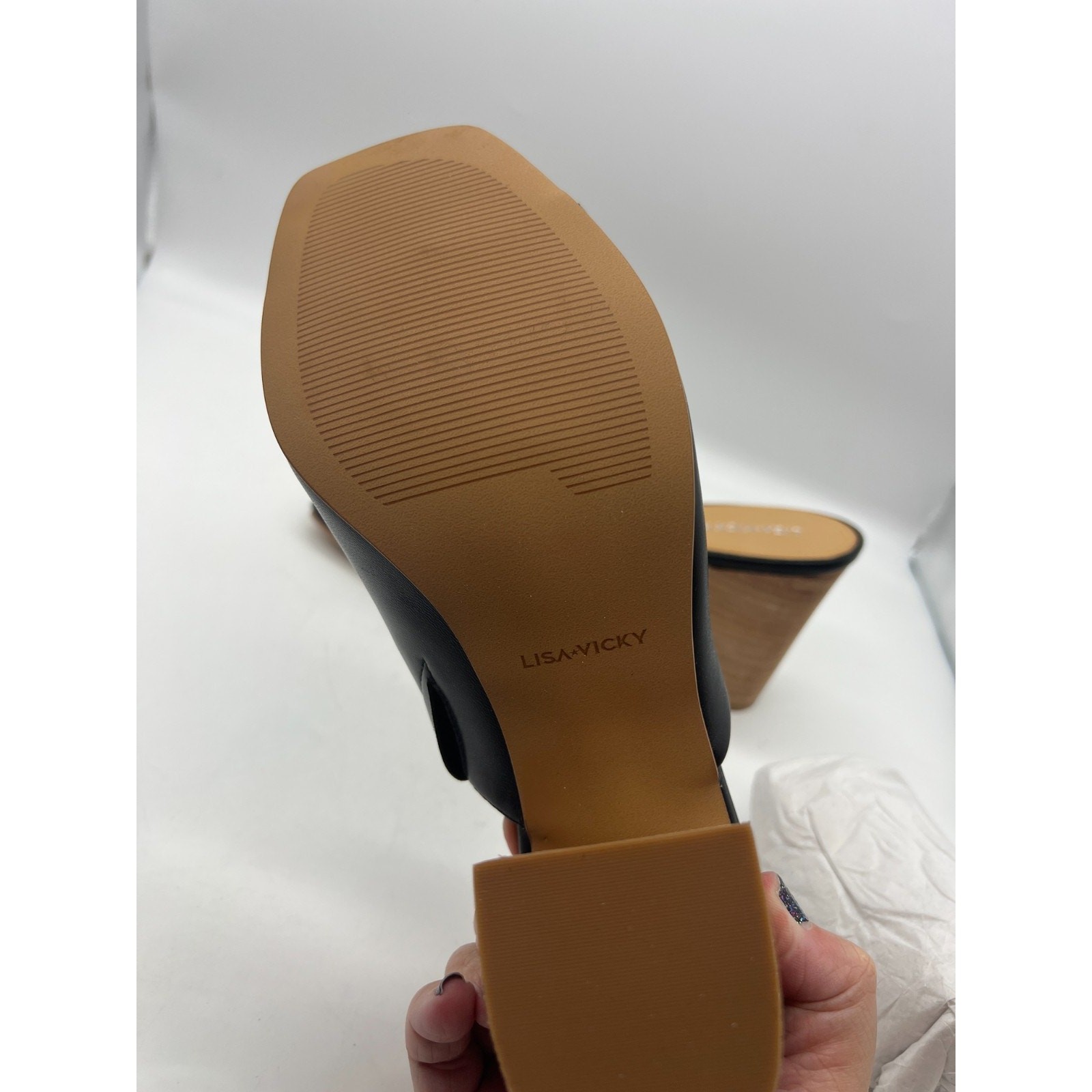 Minimalist Black Mule Sandals Square Toe Block Heel Slip On Womens 11