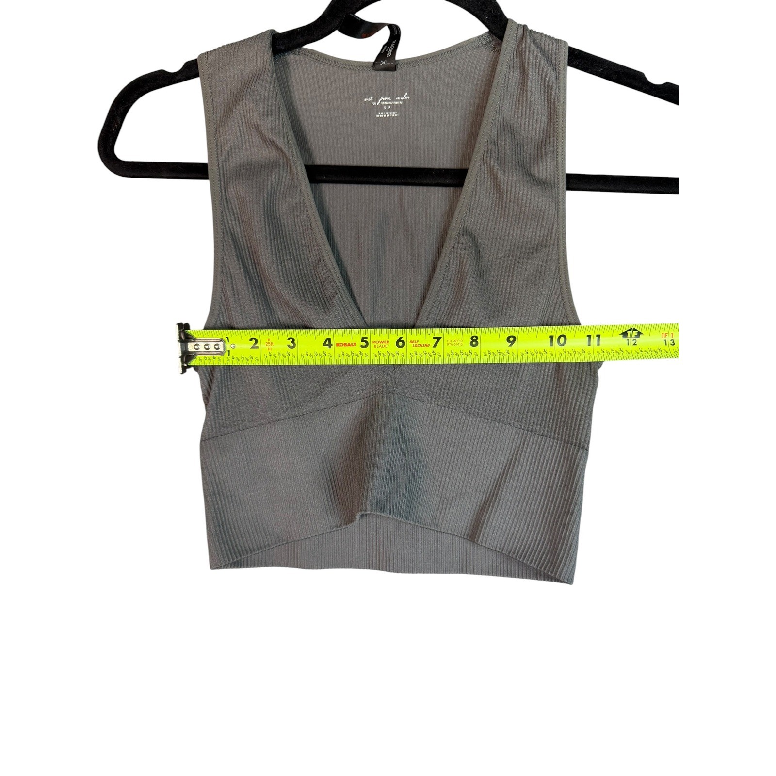 Out From Under Urban Outfitters Grey Ribbed V-Neck Seamless Crop Top Small