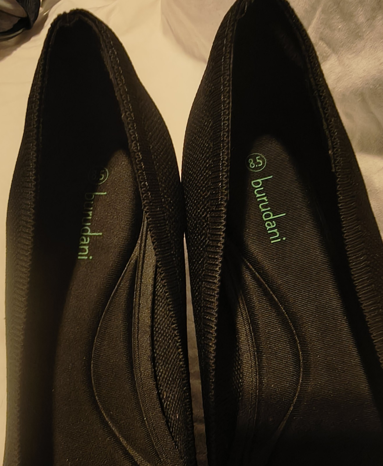 burudani Women’s Black Pointed Toe Bow Slip-On Pump Heels, US 8.5