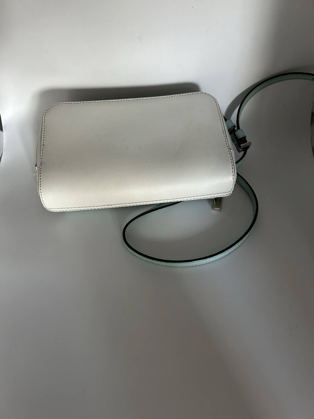 Kate Spade Turquoise and White Zip-Around Small Leather Crossbody Bag