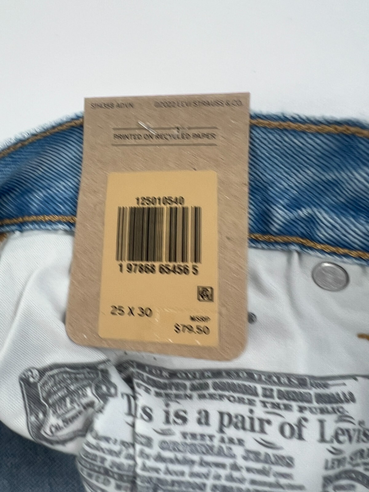 Levi’s Women 501 Original Fit Patched Straight Leg Button Fly Jeans Blue NWT