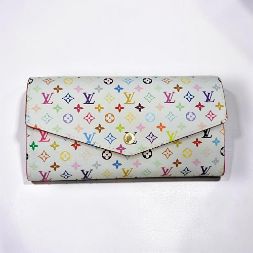 Louis Vuitton White Multicolor Sarah Long Wallet Snap Button