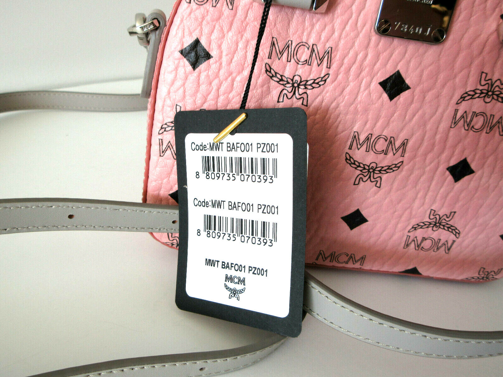 MCM half moon Visetos Canvas Small Zip Top Crossbody Dome Purse Bag