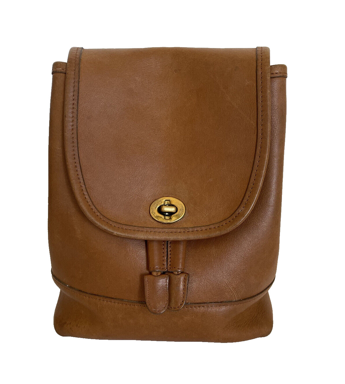 COACH Vintage Backpack Bag Leather Drawstring Turn Lock Mini Tan Brown F81-9960