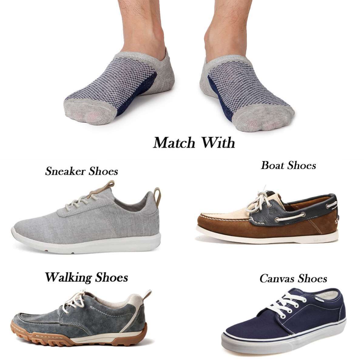 5 Pairs Mens Women No Show Invisible Nonslip Low Cut Socks