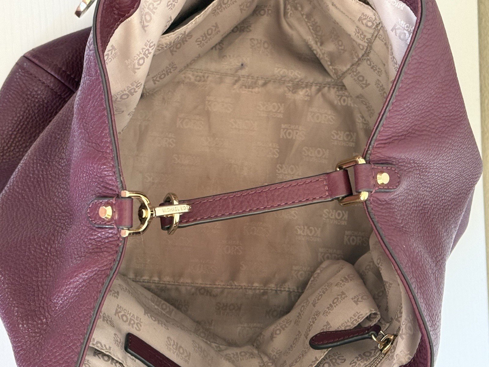 Michael Kors Burgundy Frances Pebbled Leather Shoulder Bag