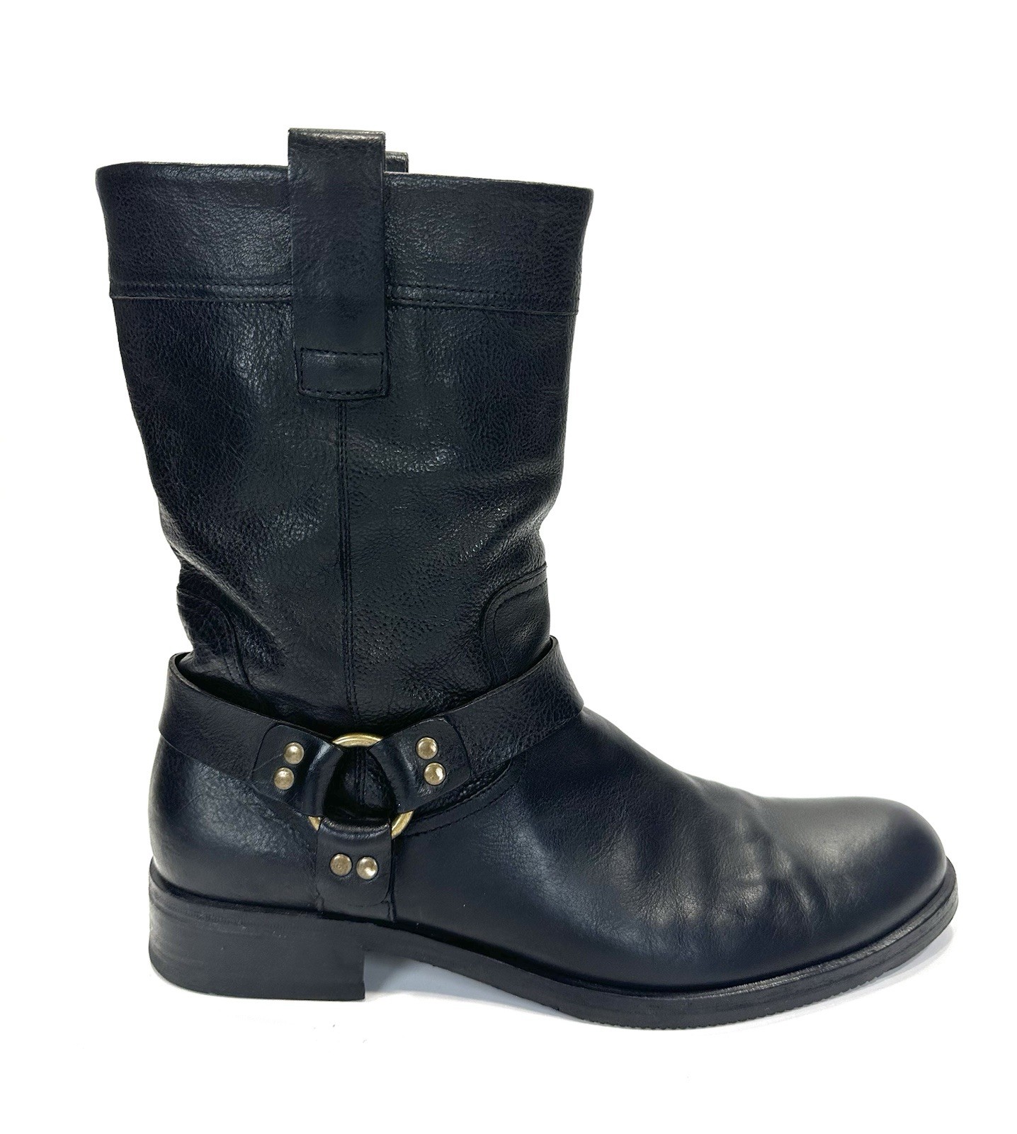 To Boot New York Adam Derrick Black Leather Harness Pull On Boots – Sz 8.5