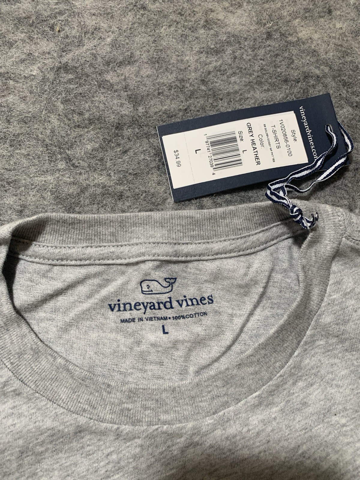 Vineyard Vines Men’s Golden Retriever Dog Whale Gray T-Shirt Size Large NEW NIP