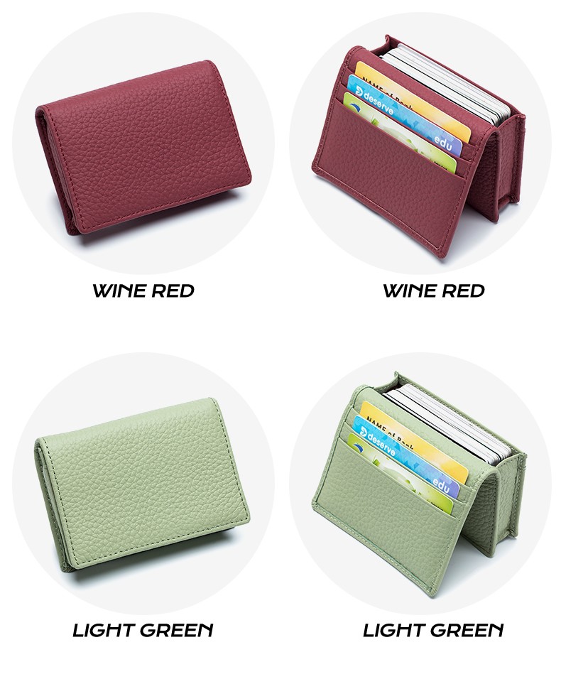Genuine Leather Business Card Holder for Men Women Card Wallet Coin Pocket Purse
