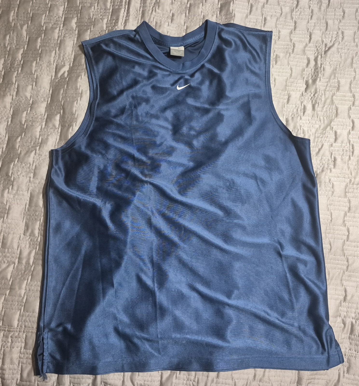 Nike Basketball Sleeveless Jersey Shirt Mens XL Blue Shiny Dazzle Silky