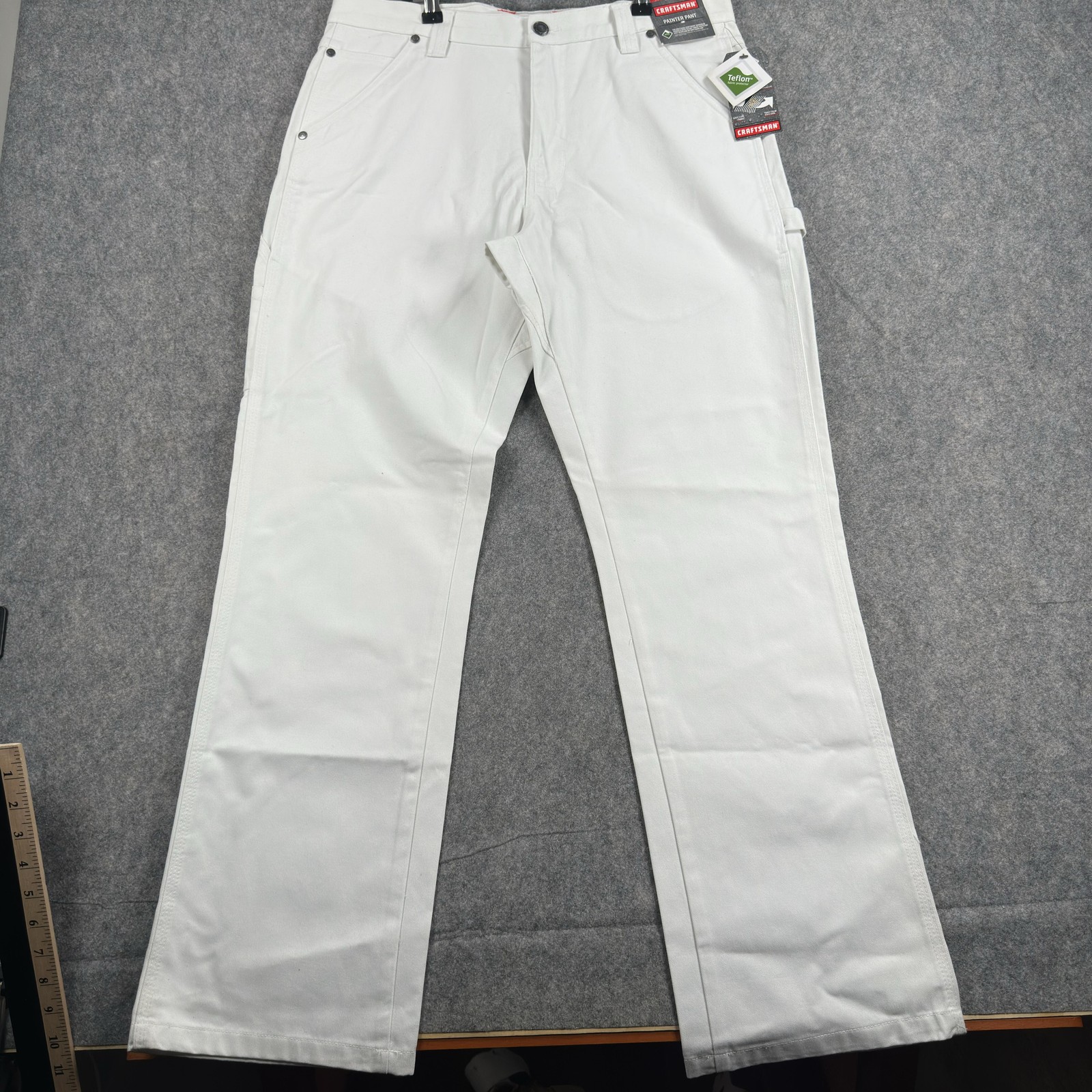 Craftsman Painter Pants Mens 34×32 White Teflon Canvas Work Carpenter Utility