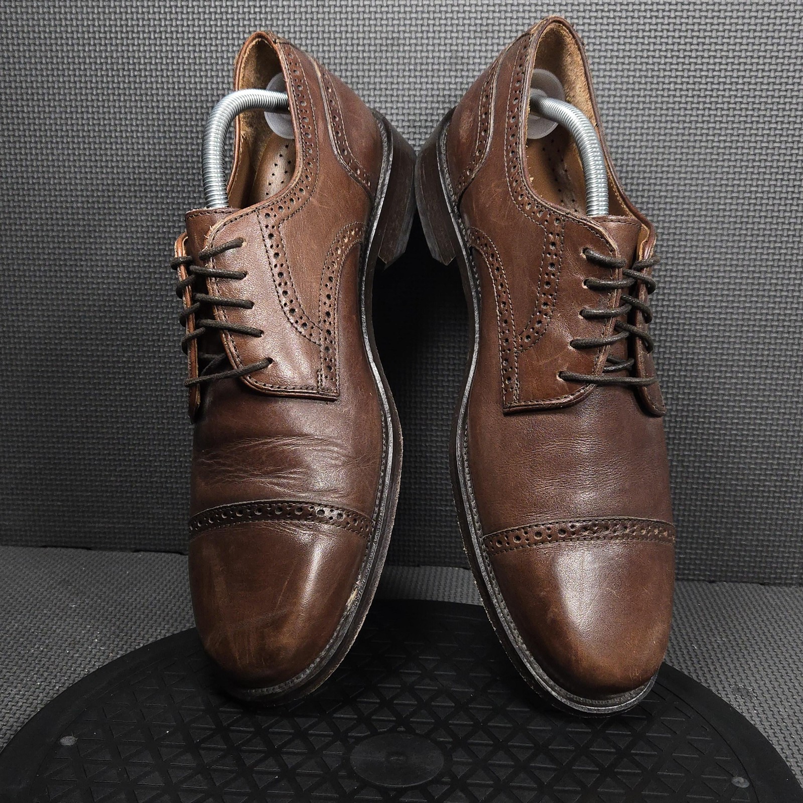 Bostonian Shoes Mens Size 10 Brown Leather Cap Toe Derby Dress Made In Italy